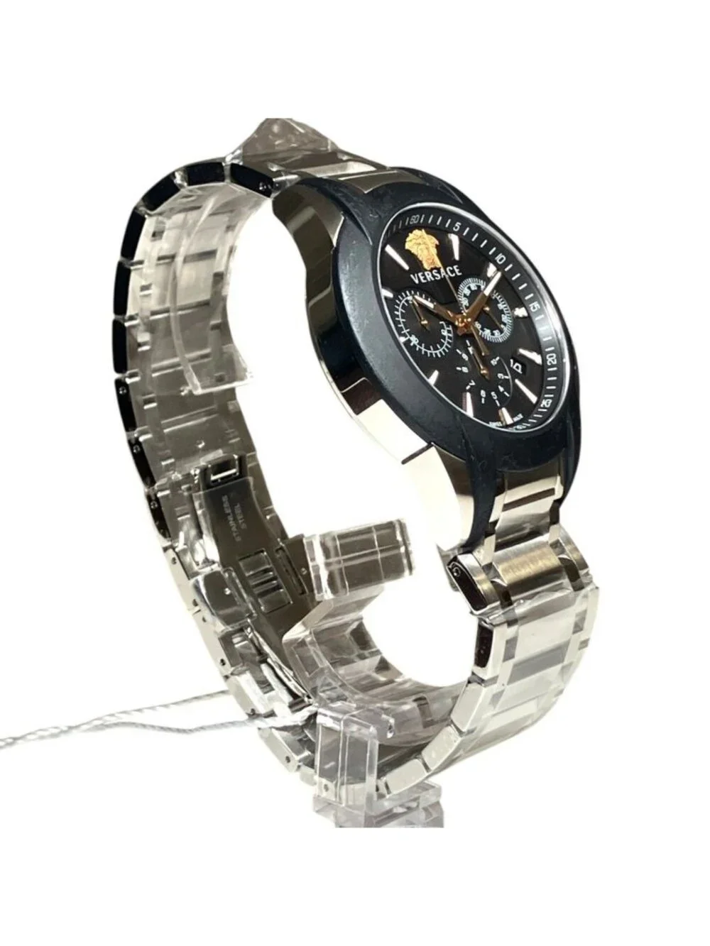 Versace Character Chrono Watch SS Quartz Black Dial